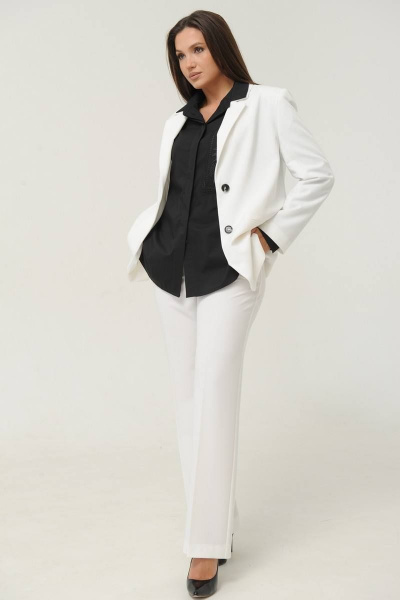 Костюм из жакета и брюк из костюмной ткани Ma Сherie 3010 молочный - фото 14