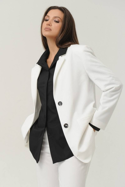 Костюм из жакета и брюк из костюмной ткани Ma Сherie 3010 молочный - фото 13