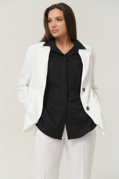 Костюм из жакета и брюк из костюмной ткани Ma Сherie 3010 молочный - фото 11