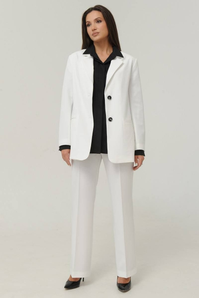 Костюм из жакета и брюк из костюмной ткани Ma Сherie 3010 молочный - фото 4