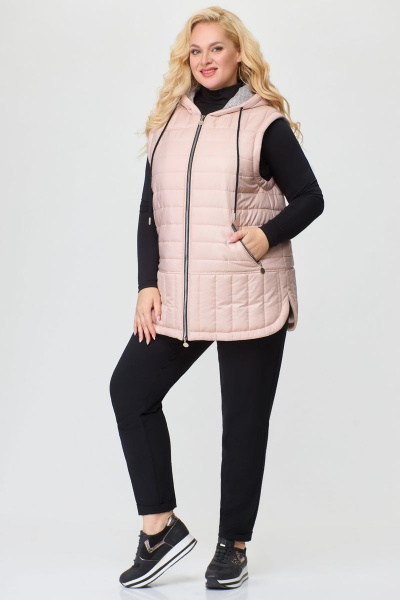 Жилет стеганый с капюшоном и прорезными карманами Svetlana-Style 1739 розовый - фото 1