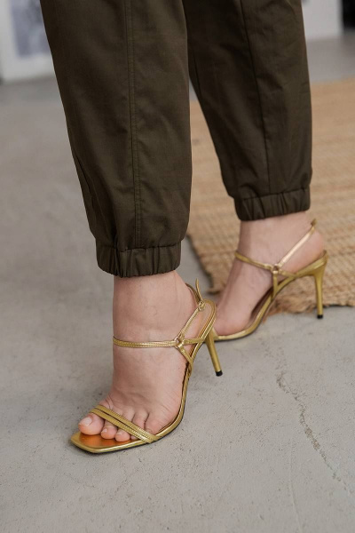 Брюки зауженные с поясом из текстиля и хлопка ASV 2586 хаки - фото 4