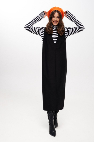 Джемпер, сарафан ELLETTO 5239 черно-белый - фото 6