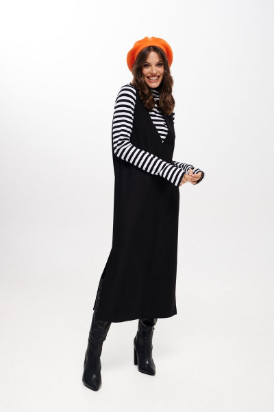 Джемпер, сарафан ELLETTO 5239 черно-белый - фото 1