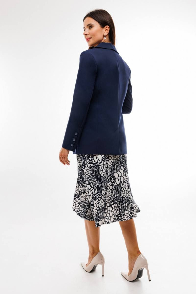 Комплект жакета и юбки в деловом стиле из текстиля BARBARA B136/1 синий - фото 3