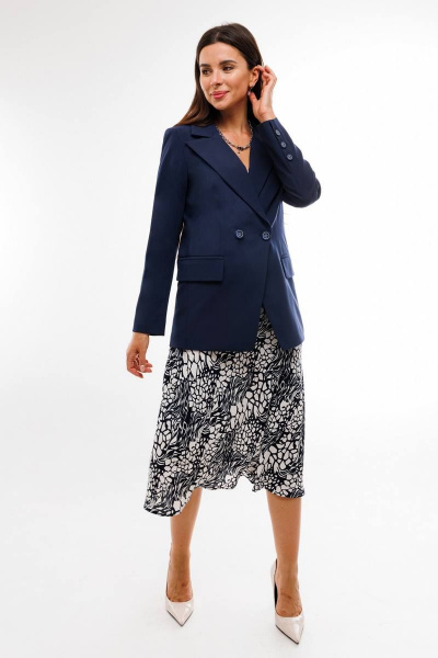 Комплект жакета и юбки в деловом стиле из текстиля BARBARA B136/1 синий - фото 2