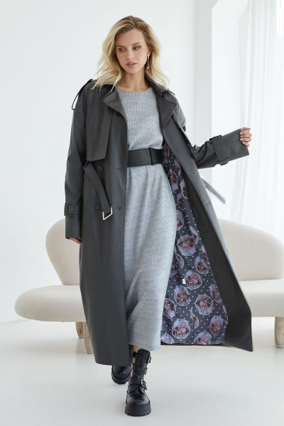 Трикотажное платье из вискозы с ремнем и объемным рукавом NiV NiV 3035 - фото 8