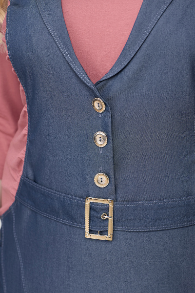 Джинсовое платье-сарафан с имитацией застежки и карманами Algranda А3939-1 - фото 2
