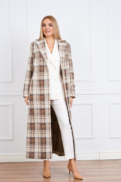 Пальто из пальтовой ткани с поясом и отложным воротником Azzara 3112 - фото 3