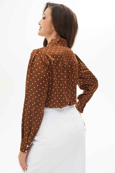 Круглогодичная деловая блуза из вискозы с гороховым принтом Mislana 818 медь - фото 2