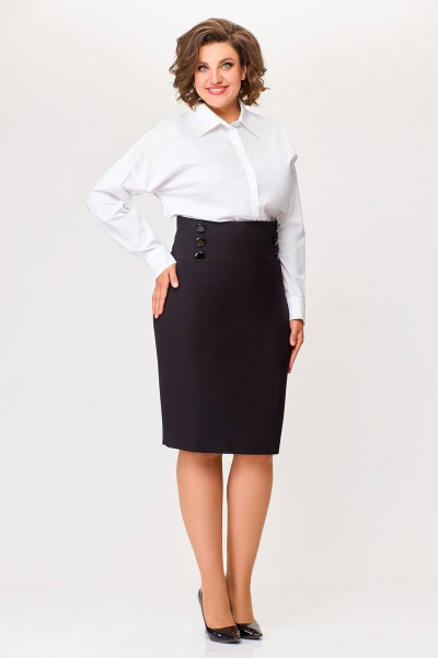 Юбка на подкладке с кокетками и шлицами Swallow 005 черный - фото 2