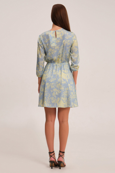 Короткое летнее платье с растительным принтом и элегантным кройом Панда 92080w голубой - фото 3