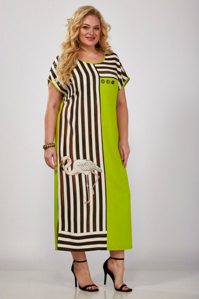 Платье из льна и текстиля с асимметричным кроем и карманами Grace for you 1024 - фото 1