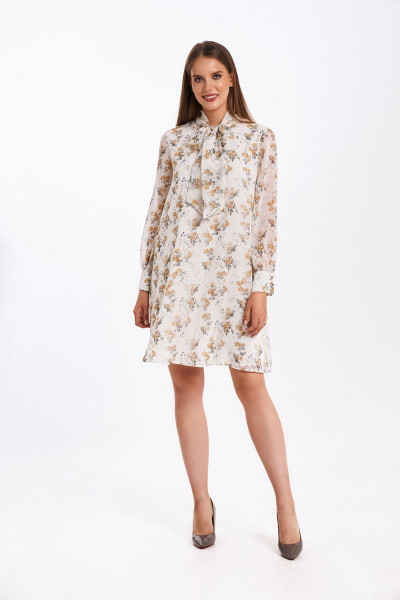 Платье KaVaRi 1059.1 белый_принт_цветы - фото 3