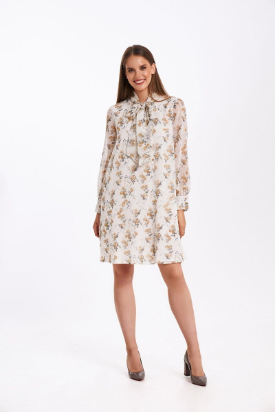 Платье KaVaRi 1059.1 белый_принт_цветы - фото 1
