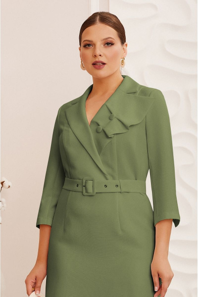 Платье с отложным воротником и съемным поясом на талию Lissana 4766 базилик - фото 5