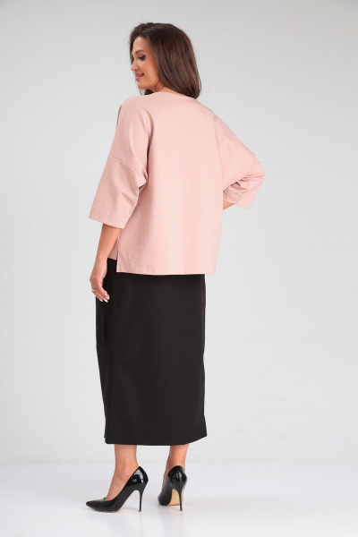 Базовый комплект юбка макси и свободный джемпер Michel chic 1348 розовый,черный - фото 7