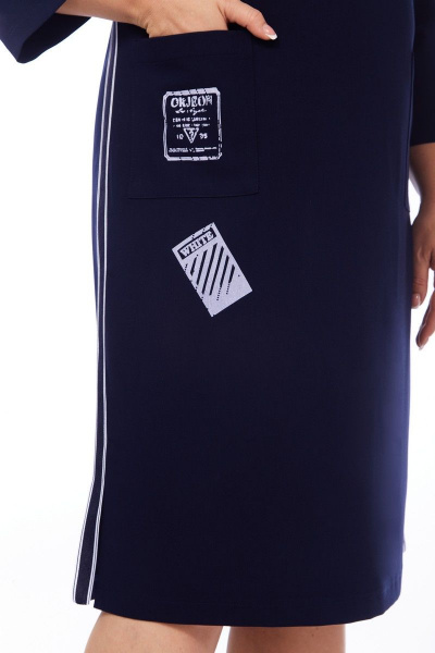 Демисезонное платье прямого силуэта из поливискозы Matini 3.1510/1 темно-синий,3/4 - фото 6