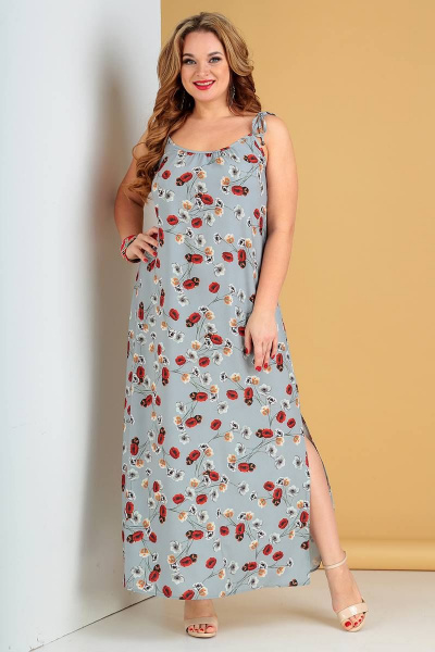 Жакет, платье Liona Style 589 серо-зеленый - фото 3