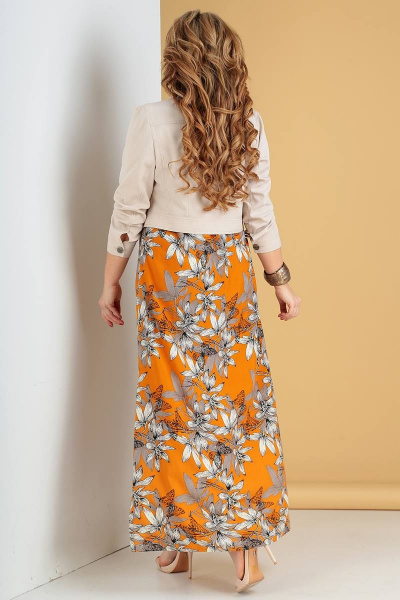 Жакет, платье Liona Style 589 рыжий/бежевый - фото 2