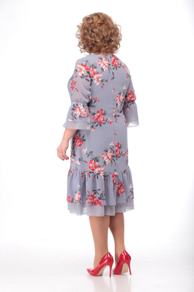 Платье Кэтисбел 1474 серый+красный - фото 2