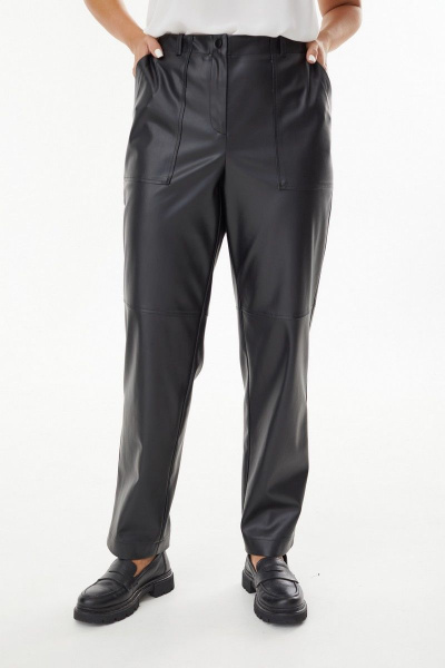 Брюки из экокожи зауженные с накладными карманами MALI 323-057 черный - фото 6
