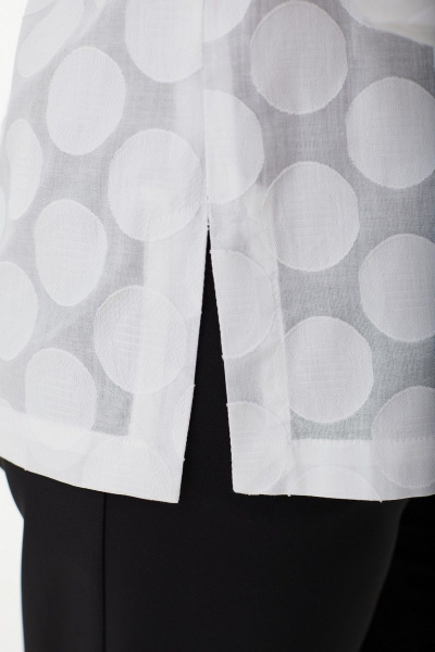 Блуза прямого силуэта с закруглённым воротником и поясом MALI 623-053 белый - фото 7