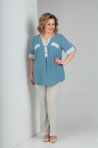 Блуза Орхидея 1011 голубой - фото 2