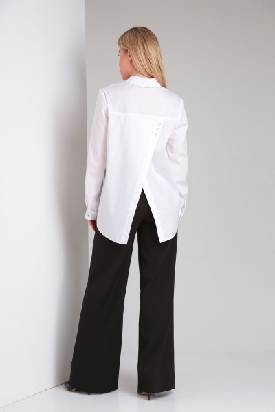 Блузка свободного силуэта с асимметричным запахом DOGGI 0179 белый - фото 4