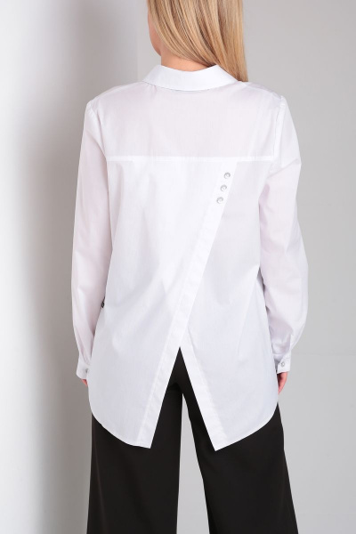 Блузка свободного силуэта с асимметричным запахом DOGGI 0179 белый - фото 2