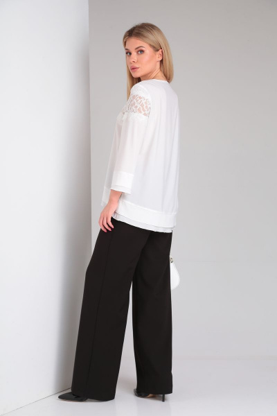 Блузка кружевная свободного силуэта для офиса и праздника DOGGI 0180 молочный - фото 4