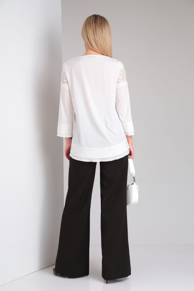 Блузка кружевная свободного силуэта для офиса и праздника DOGGI 0180 молочный - фото 3