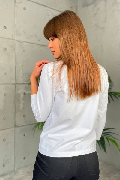 Джемпер прилегающий из трикотажа с принтом и 7/8 рукавом Rumoda 2138 белый - фото 5