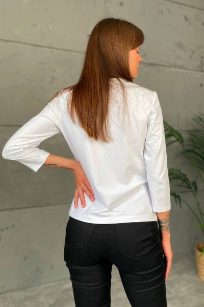 Джемпер прилегающий из трикотажа с принтом и 7/8 рукавом Rumoda 2138 белый - фото 4