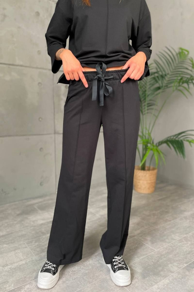 Костюм спортивный джемпер и брюки трикотаж хлопок универсальный Rumoda 2144 черный - фото 11