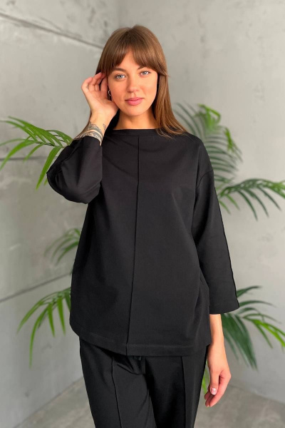 Костюм спортивный джемпер и брюки трикотаж хлопок универсальный Rumoda 2144 черный - фото 8