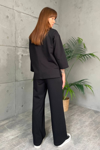 Костюм спортивный джемпер и брюки трикотаж хлопок универсальный Rumoda 2144 черный - фото 4