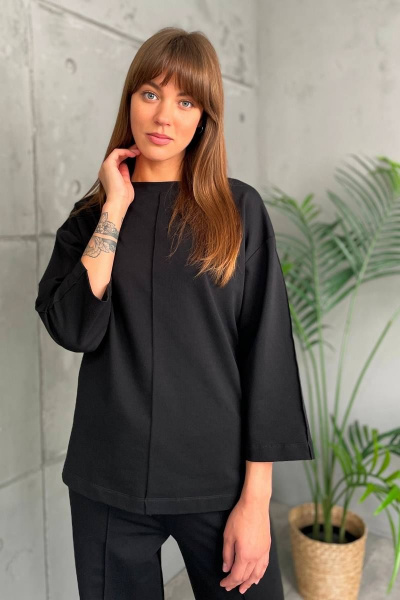 Костюм спортивный джемпер и брюки трикотаж хлопок универсальный Rumoda 2144 черный - фото 5