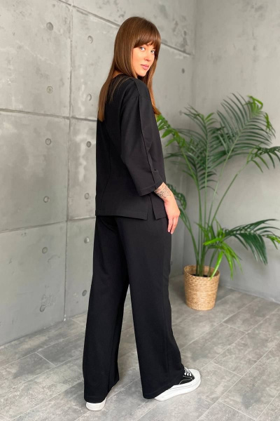 Костюм спортивный джемпер и брюки трикотаж хлопок универсальный Rumoda 2144 черный - фото 3