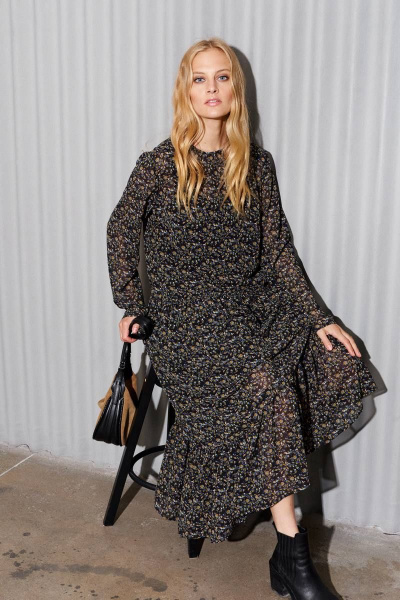 Платье Lokka 1216Р черный/принт - фото 8