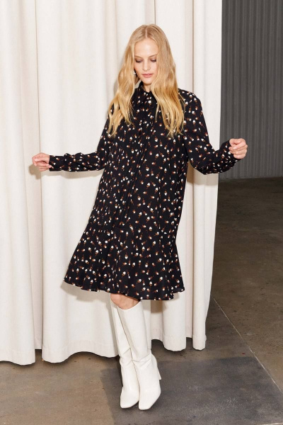 Платье Lokka 1215К черный/принт - фото 1