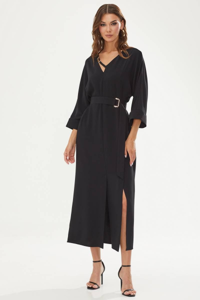 Платье прямого кроя из струящейся ткани с V-образной горловиной Lyushe 3494 - фото 1