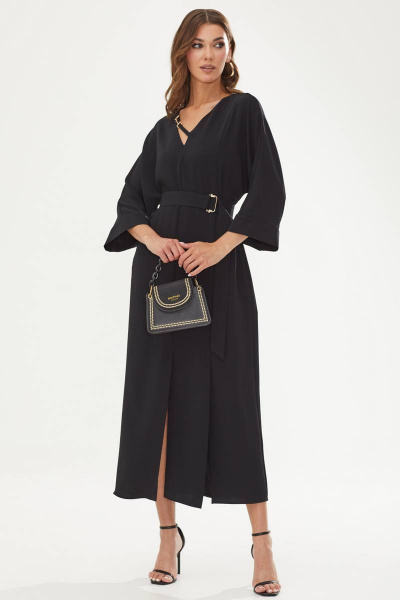 Платье прямого кроя из струящейся ткани с V-образной горловиной Lyushe 3494 - фото 3