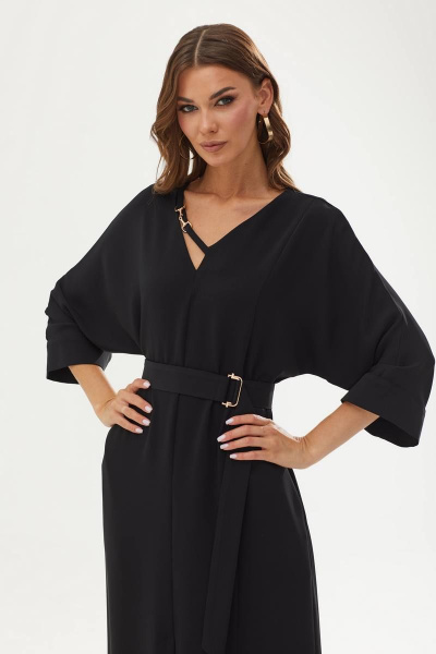 Платье прямого кроя из струящейся ткани с V-образной горловиной Lyushe 3494 - фото 6