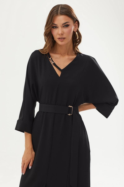 Платье прямого кроя из струящейся ткани с V-образной горловиной Lyushe 3494 - фото 5