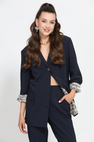 Брюки, жакет Твой имидж 1606 т.синий - фото 2