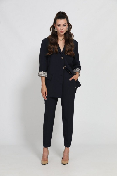 Брюки, жакет Твой имидж 1606 т.синий - фото 1