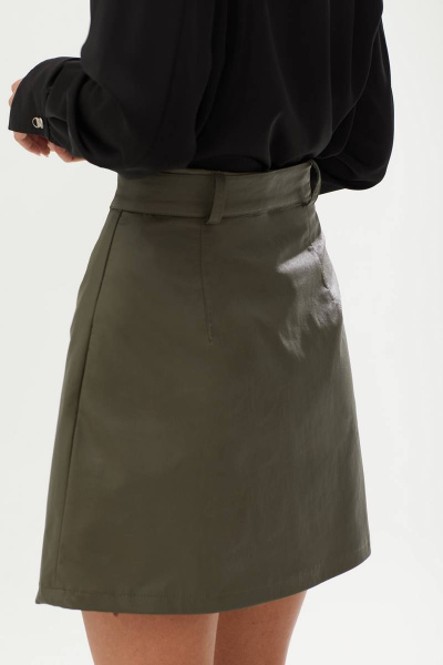 Демисезонная юбка из экокожи мини А-образного силуэта Lyushe 3524 - фото 8