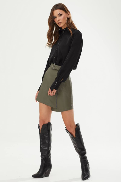 Демисезонная юбка из экокожи мини А-образного силуэта Lyushe 3524 - фото 6