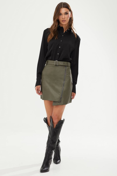 Демисезонная юбка из экокожи мини А-образного силуэта Lyushe 3524 - фото 1